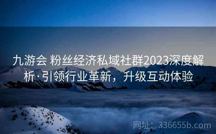 九游会 粉丝经济私域社群2023深度解析·引领行业革新，升级互动体验